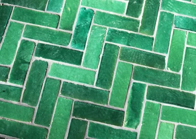 Sol en bejmat vert céladon et vert émeraude