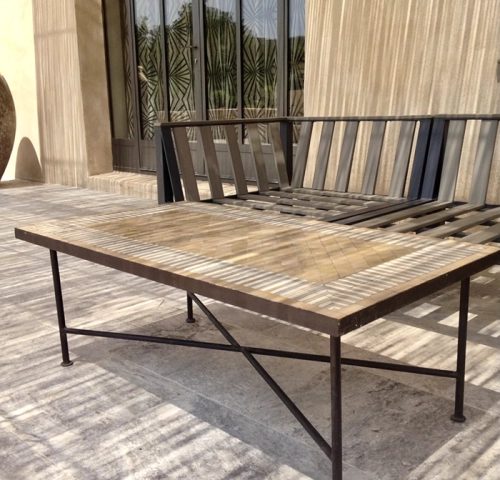 Table basse sur mesure en zellige et fer forgé