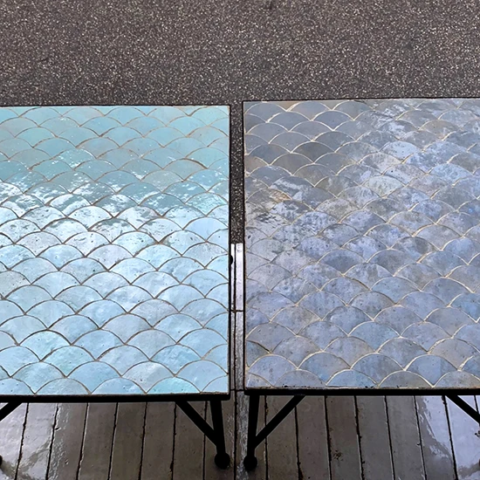 Table traditionnelle en zellige et fer forgé à la main à Marseille