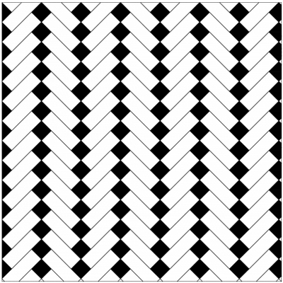 Plan de pose pour une surface en chevrons avec cabochons