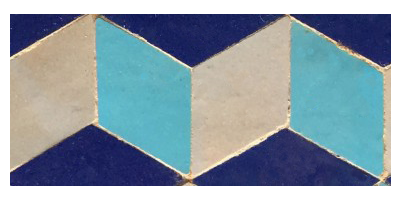 Exemple de frise "cube" tricolore en grand modèle