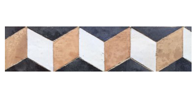 Exemple de frise "cube" tricolore en petit modèle