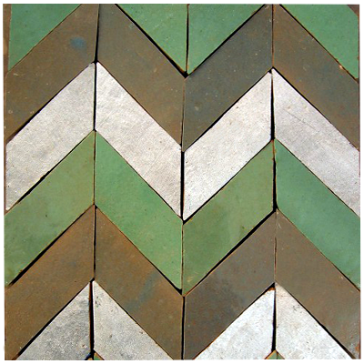 Surface de carrelage en chevron avec 3 coloris