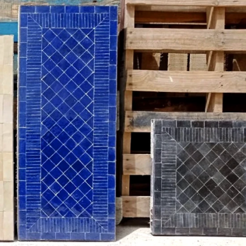 Fabrication de plateaux de console sur mesure en mosaïque de zellige dans notre manufacture artisanale