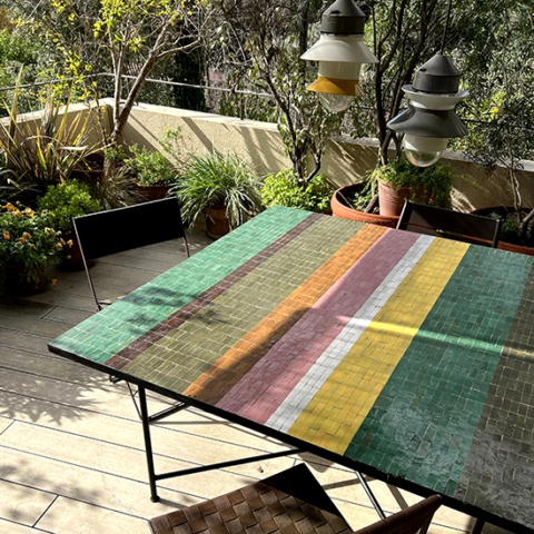 Tables personnalisées en zellige, 30 couleurs au choix