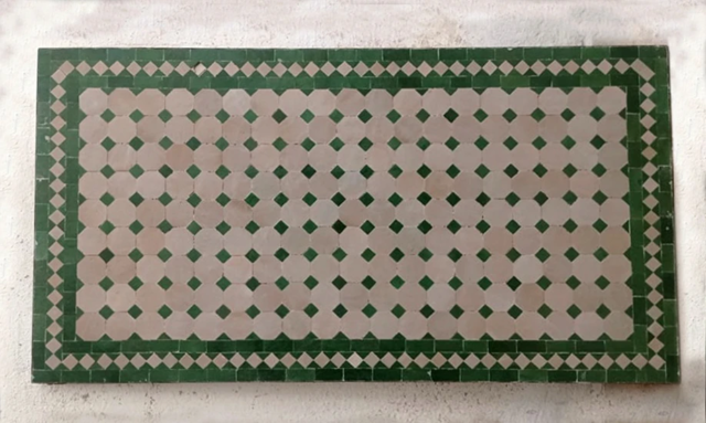 Grande table rectangle au motif Tagra en zellige