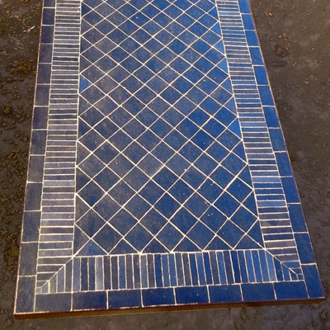 Plateau de banc en zellige bleu, 120x40 cm