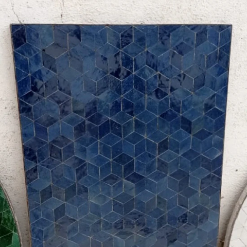 Plateau de console rectangle en zellige de couleur bleue Roi