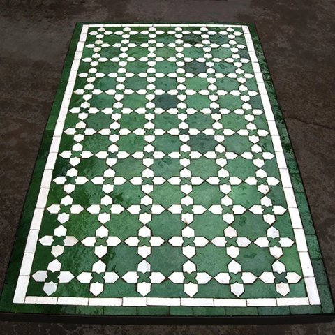 Plateau de console en zellige, motif fleur de matécha, sur commande chez Art et Sud déco paris (14)