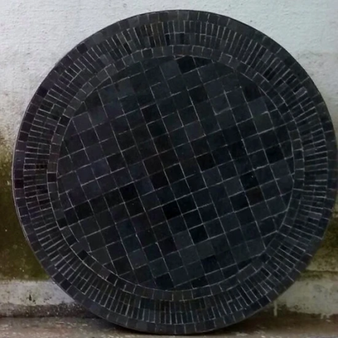 Plateau de table en zellige rayé de couleur encre