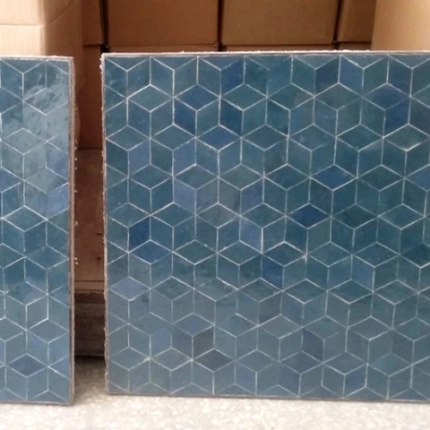 Plateau de table carrée en zellige gris foncé