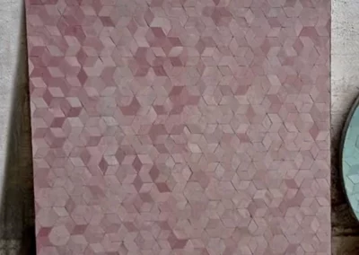 Zellige en motif cube de couleur rose et saumon