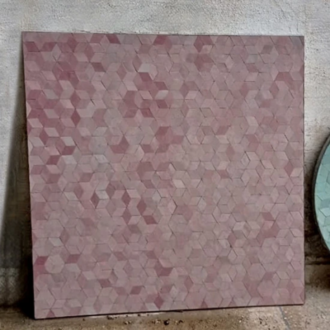 Zellige en motif cube de couleur rose et saumon