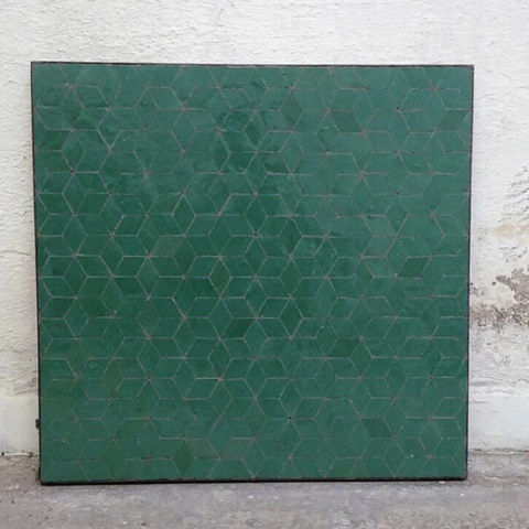 Plateau de table carrée en zellige, dimensions sur mesure: 130x130cm