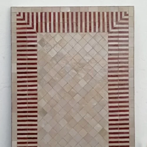 Plateau de console en zellige, couleur rouge et saumon