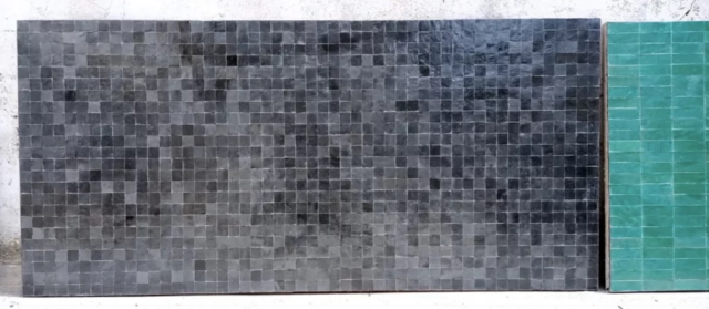 Plateau de table rectangle en zellige carré, couleur noire, livraison à Toulon (83)