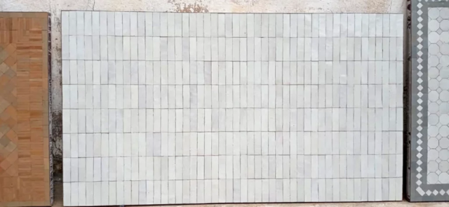 Plateau rectangulaire en zellige de couleur blanche pour table de repas