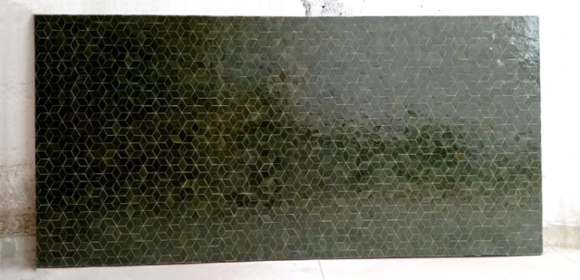 Immense plateau de table rectangulaire en zellige vert foncé, fabriqué sur mesure : 200x100cm