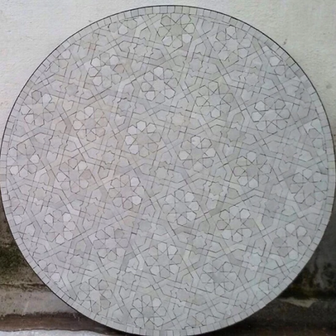 Grand plateau de table en zellige blanc nacre, motif anjuna, livraison dans le Vaucluse (84)