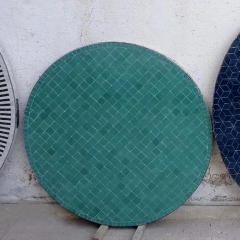 Plateau de table en zellige, motif carré, couleur vert émeraude, livraison à Toulon (83)