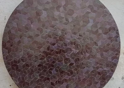 Plateau rond de table en zellige aubergine, diamètre 120cm