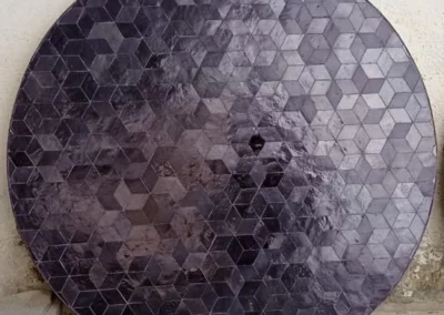 Plateau rond de table en zellige de couleur encre