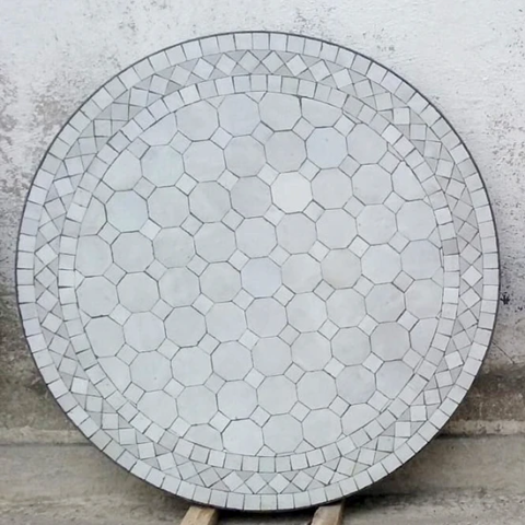 Plateau de table blanche en zellige