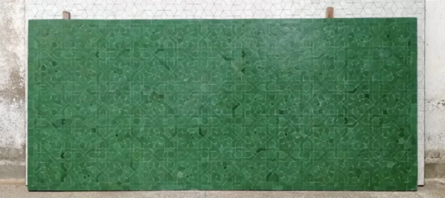 Grand plateau rectangle pour table familiale, zellige et fer forgé à la main, livraison Paris (75)