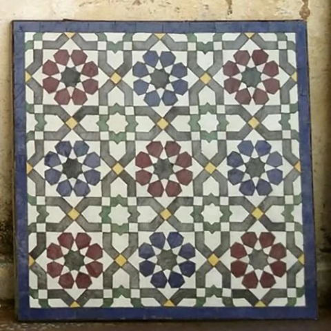 Plateau de table en zellige, motif Anjuna, 6 couleurs