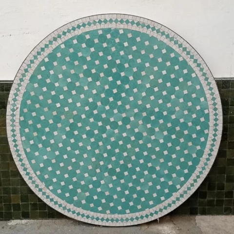 Plateau en zellige, deux couleurs : vert céladon et blanc nacré