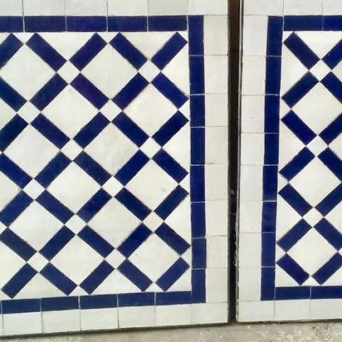 Plateaux carré en zellige au motif treillis