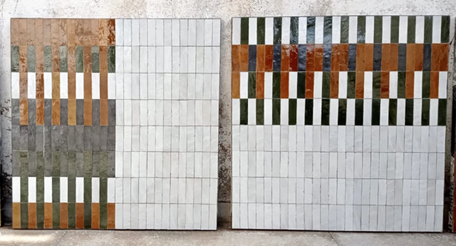 Plateau fabriqué à la main dans la manufacture de zellige de Art et Sud déco. Création originale livrée à Saint-Tropez (83)