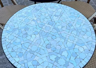 Tables de restauration, bistro parisien, zellige et fer forgé