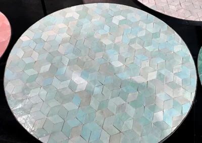 Table basse ronde en zellige, diamètre 50cm, hauteur 40cm