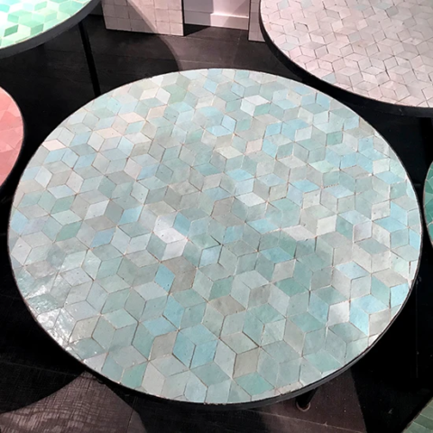 Table basse ronde en zellige, diamètre 50cm, hauteur 40cm