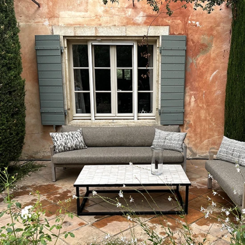 table basse rectangle en zellige blanc