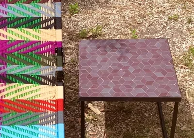 Table basse carrée 40x40cm en zellige aubergine