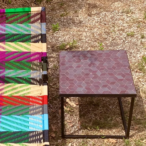 Table basse carrée 40x40cm en zellige aubergine