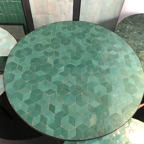 Table en zellige vert céladon