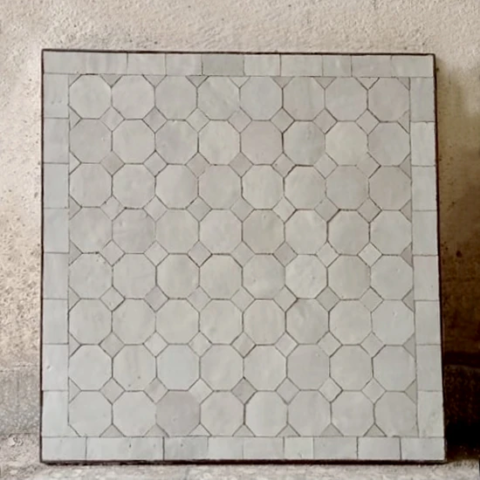 Zellige blanc nacré, motif Tagra