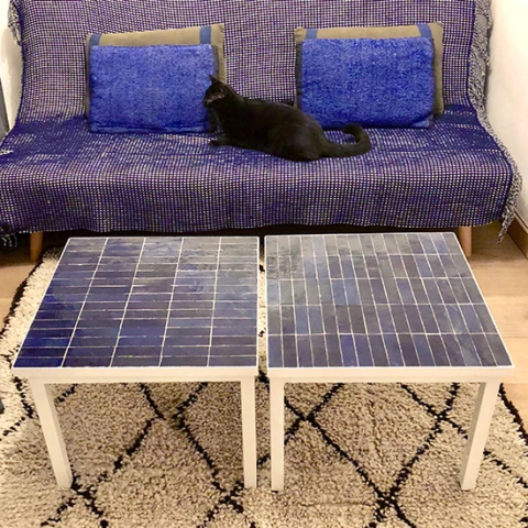 Tables basses en zellige rectangle, couleur bleu nuit, livraison à Paris (75)