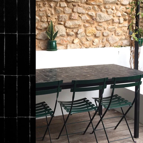 zellige rectangle de couleur noir