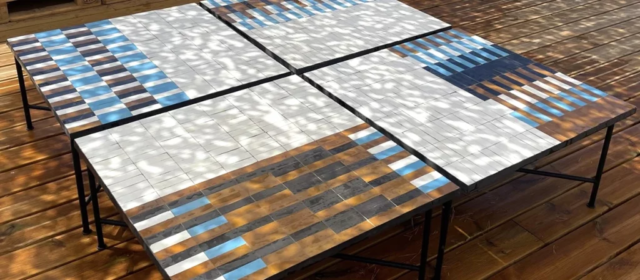 Table basse en zellige dans coin VIP, réalisation sur mesure