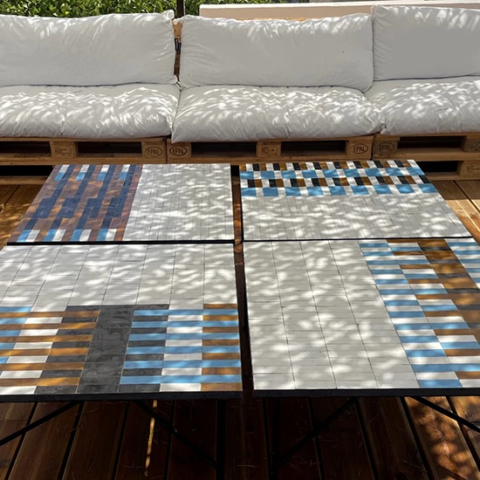 Tables basses en zellige fabriqués traditionnellement à la main