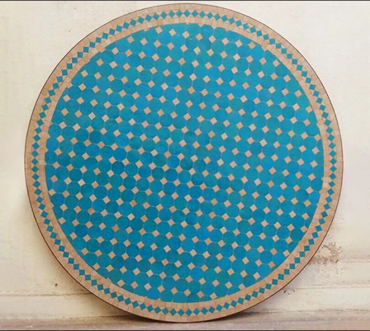 Zellige bleu turquoise et ocre, motif Tagra