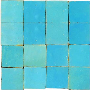 Carreaux de zellige 5x5 cm fabriqués à la main de couleur turquoise