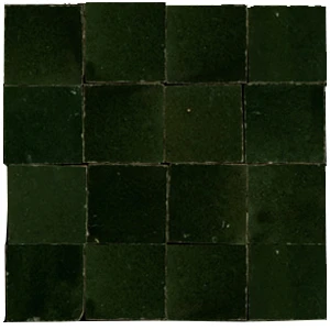 Carreaux de zellige 5x5 cm fabriqués à la main de couleur vert anglais