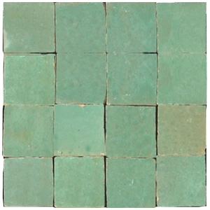 Carreaux de zellige 5x5 cm fabriqués à la main de couleur vert d'eau