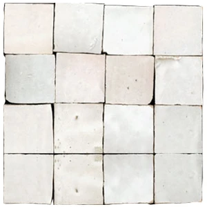 Carreaux de zellige 5x5 cm fabriqués à la main de couleur blanc