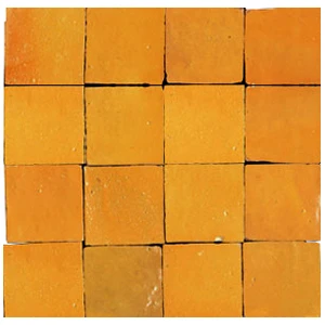 Carreaux de zellige 5x5 cm fabriqués à la main de couleur jaune safran
